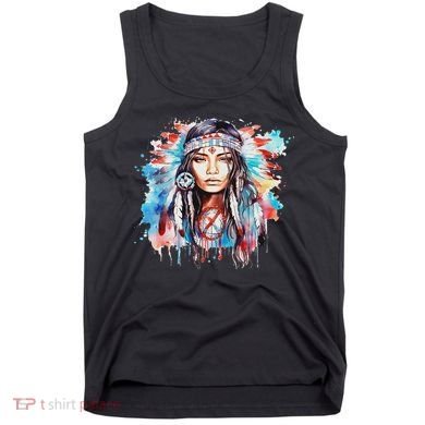 Native American Day Indigenous Girl With Feathers Tank Top