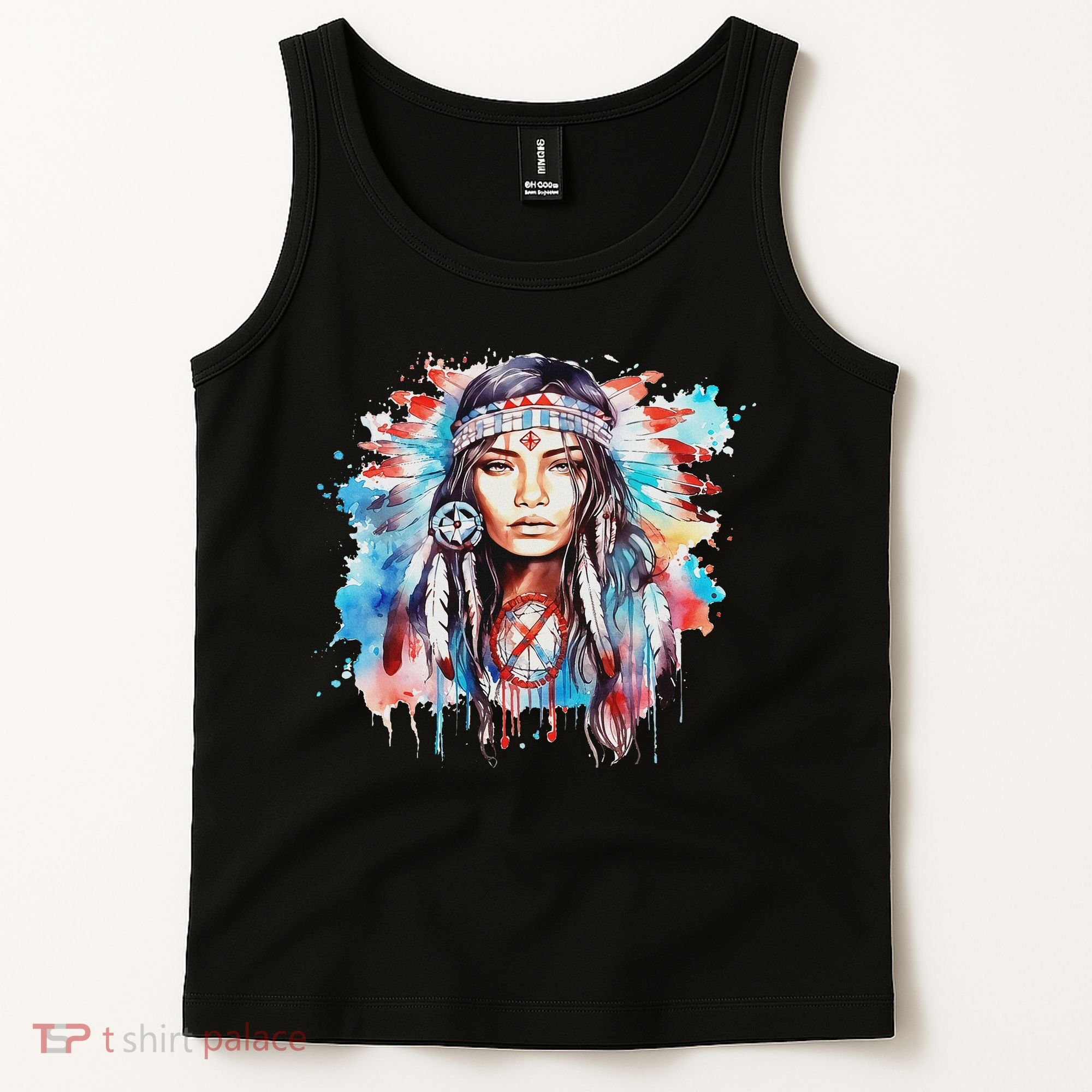 Native American Day Indigenous Girl With Feathers Tank Top