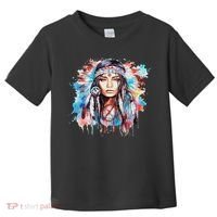 Native American Day Indigenous Girl With Feathers Toddler T-Shirt thumb 0
