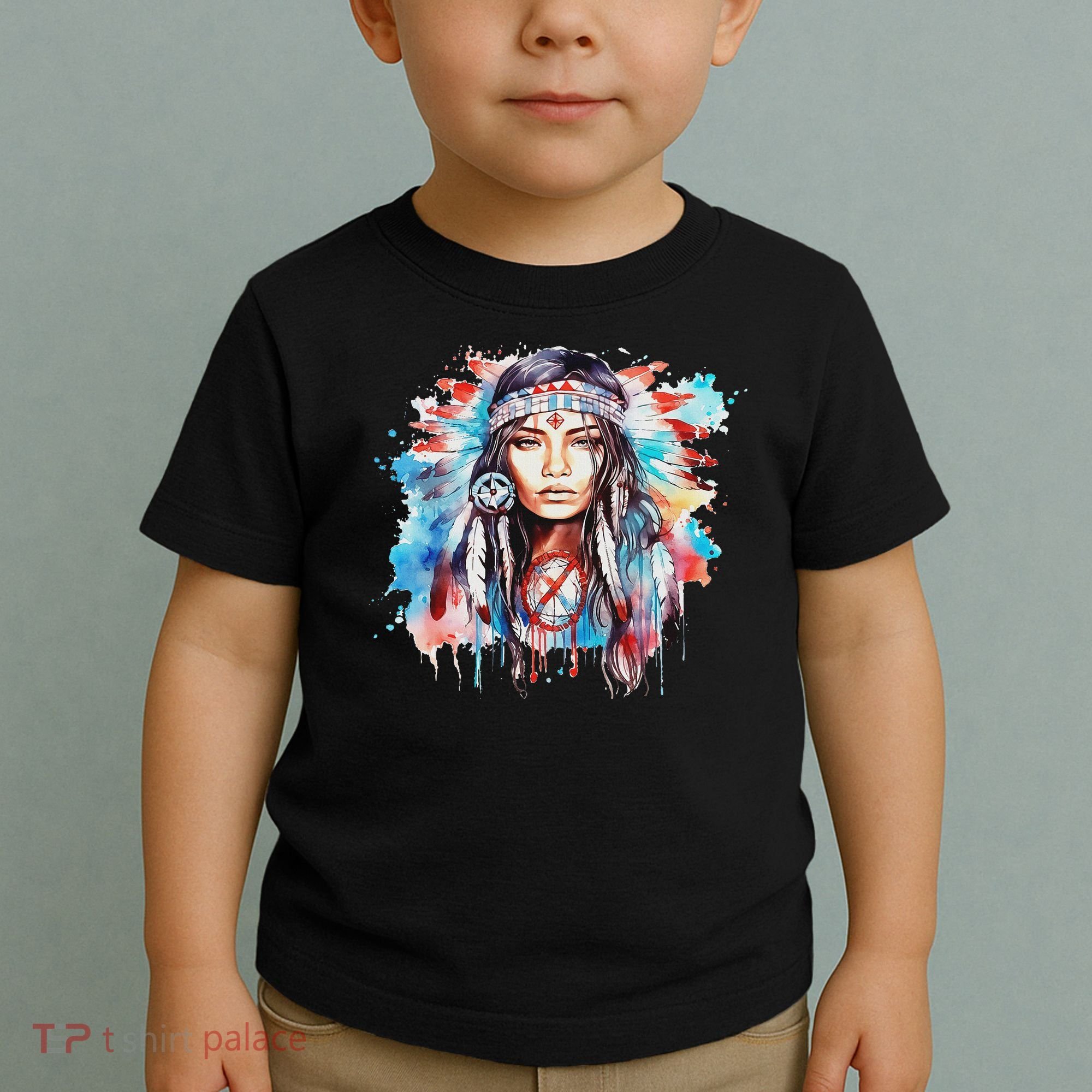 Native American Day Indigenous Girl With Feathers Toddler T-Shirt