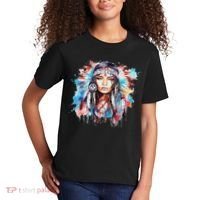 Native American Day Indigenous Girl With Feathers Kids T-Shirt thumb 2
