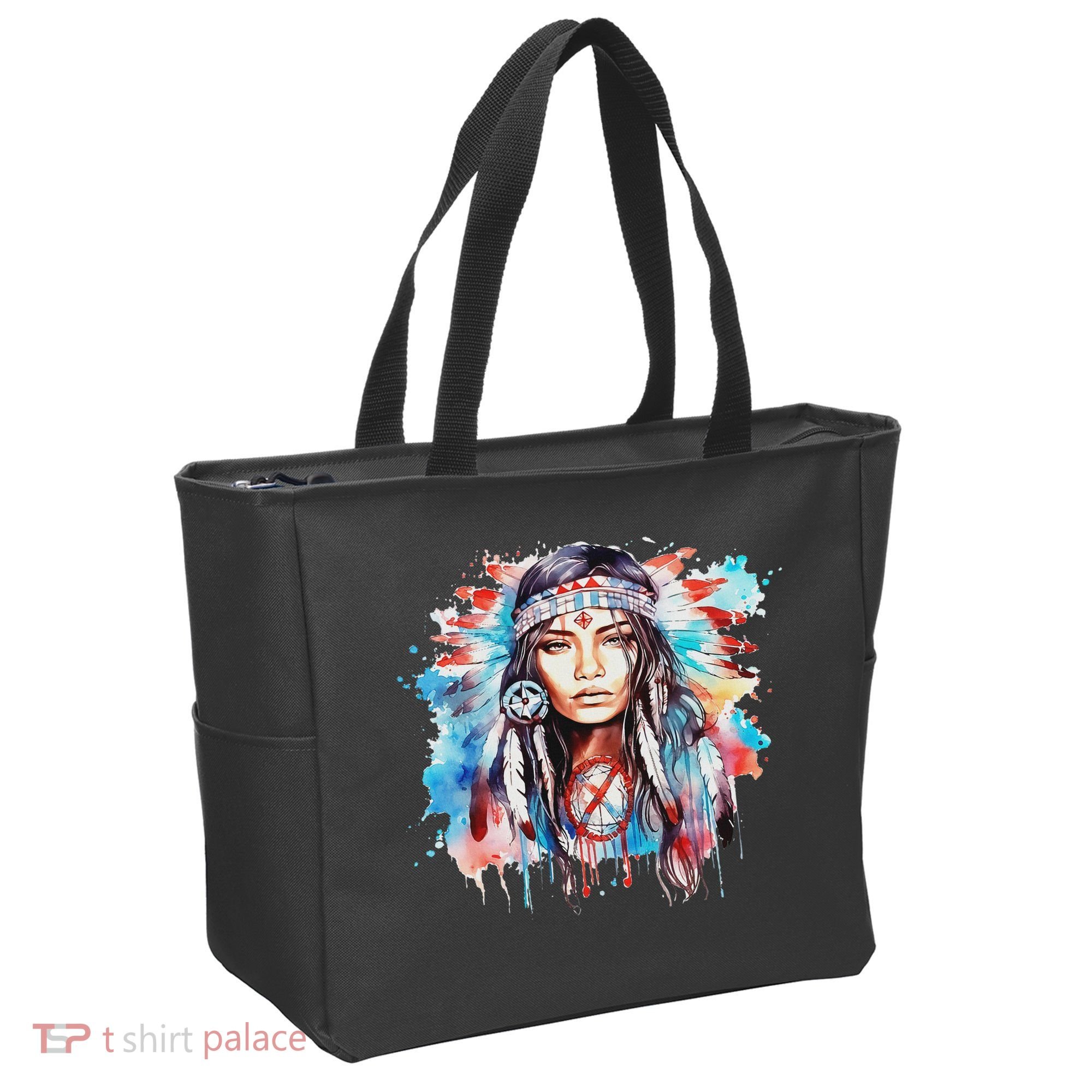 Native American Day Indigenous Girl With Feathers Tote Bag