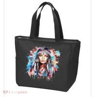 Native American Day Indigenous Girl With Feathers Tote Bag thumb 3