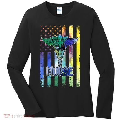 Nurse American Flag Women's Long Sleeve Shirt