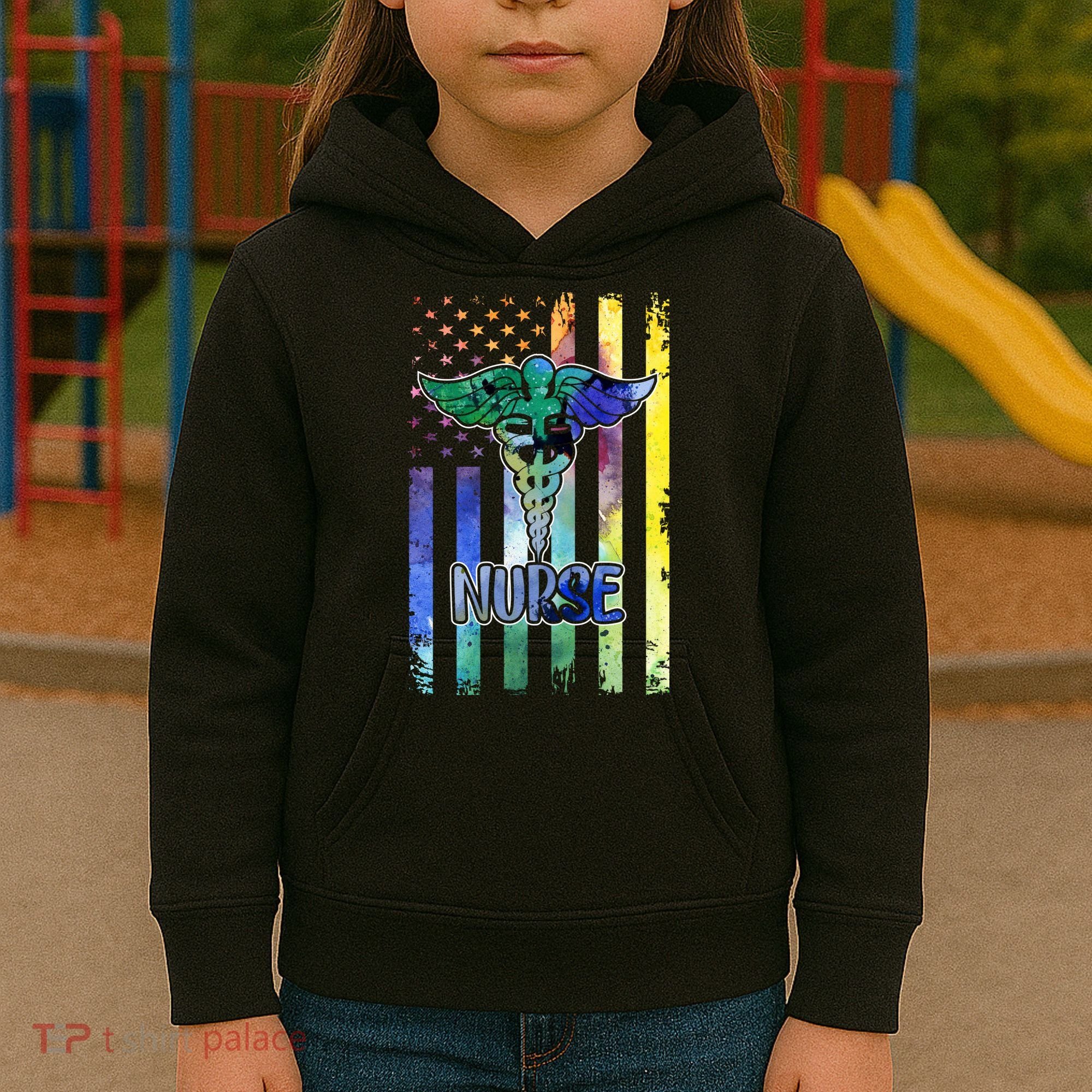 Nurse American Flag Kids Hoodie