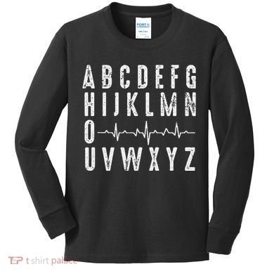 Nurse AbcS Funny Pqrst Ecg Heart Rhythm Kids Long Sleeve Shirt