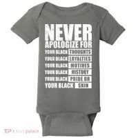 Never Apologize For Your Black Thoughts Black History Month Baby Bodysuit thumb 0