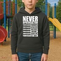 Never Apologize For Your Black Thoughts Black History Month Kids Hoodie thumb 2