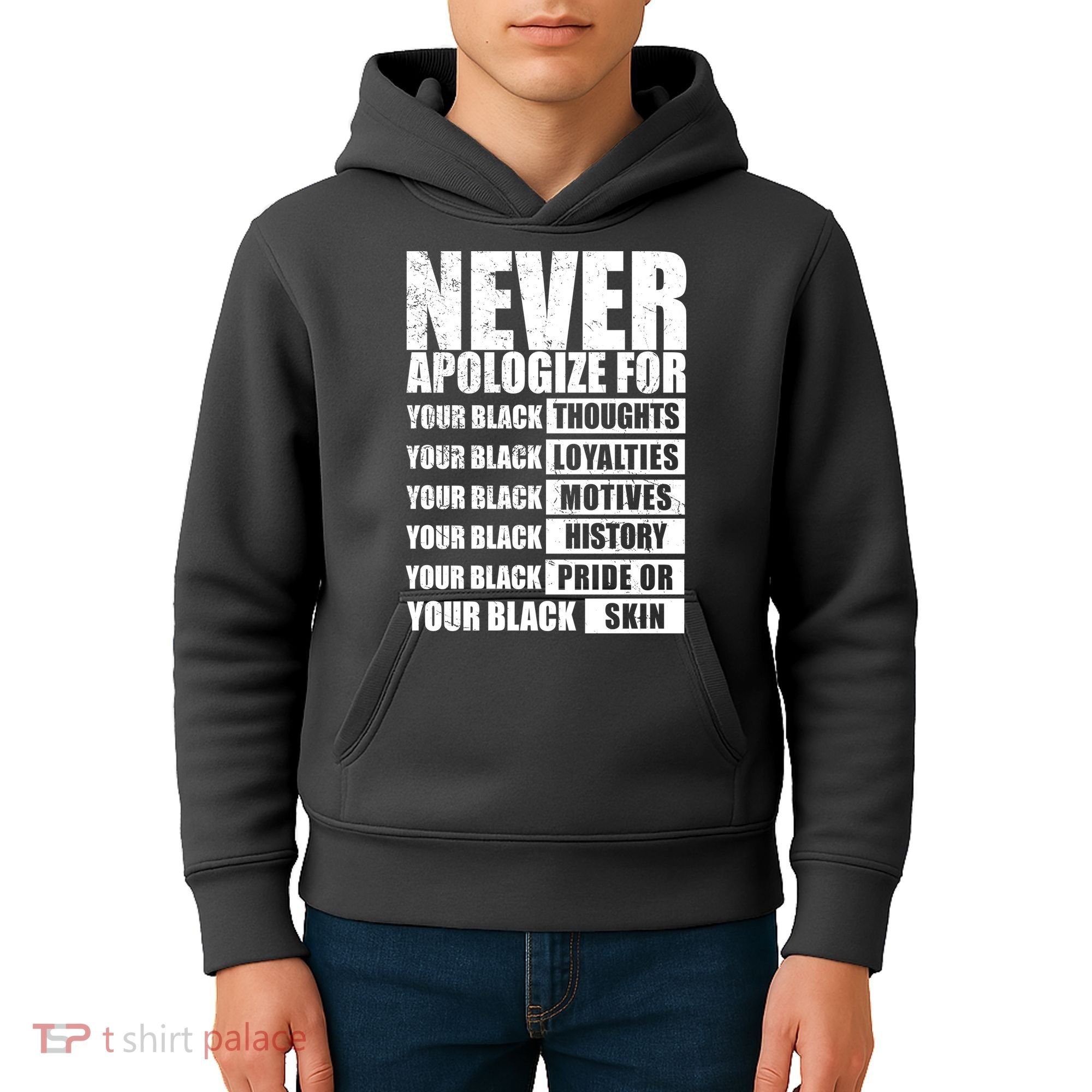 Never Apologize For Your Black Thoughts Black History Month Kids Hoodie