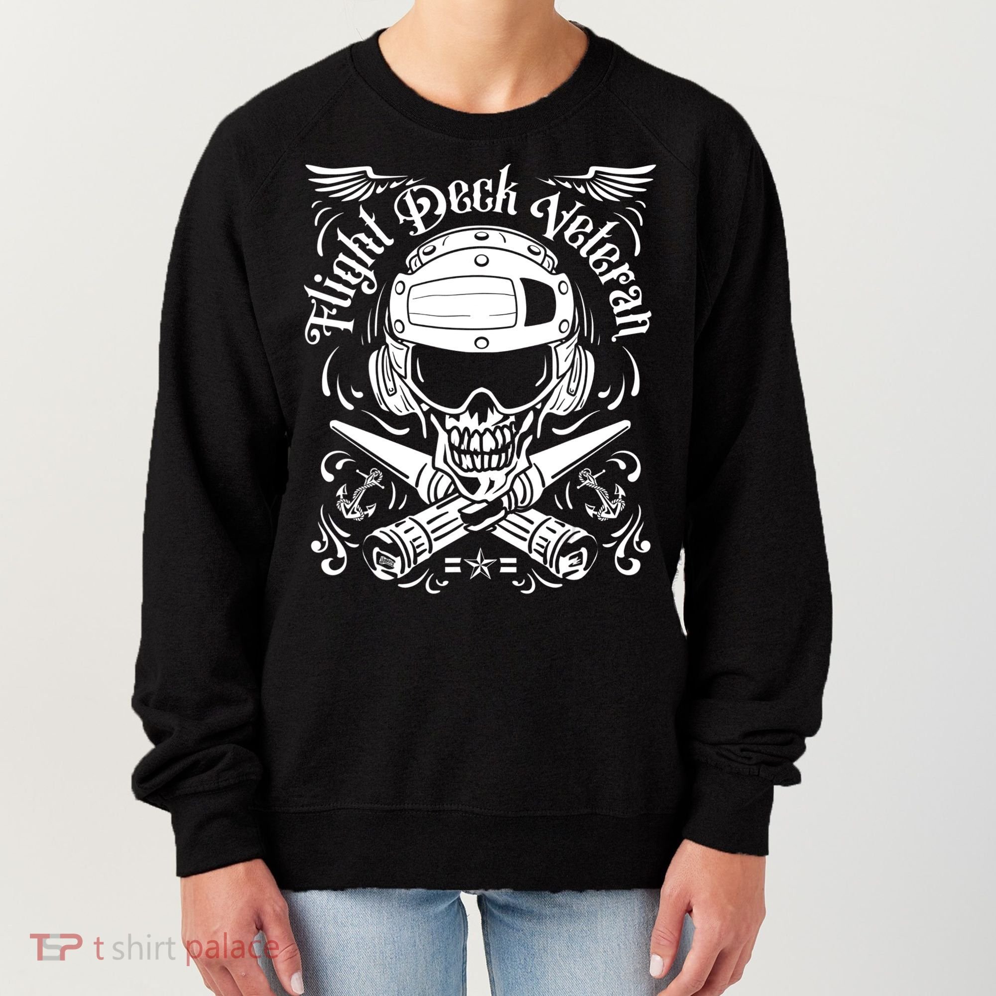 Naval Aviation Flight Deck Veteran Skull Women's Sweatshirt
