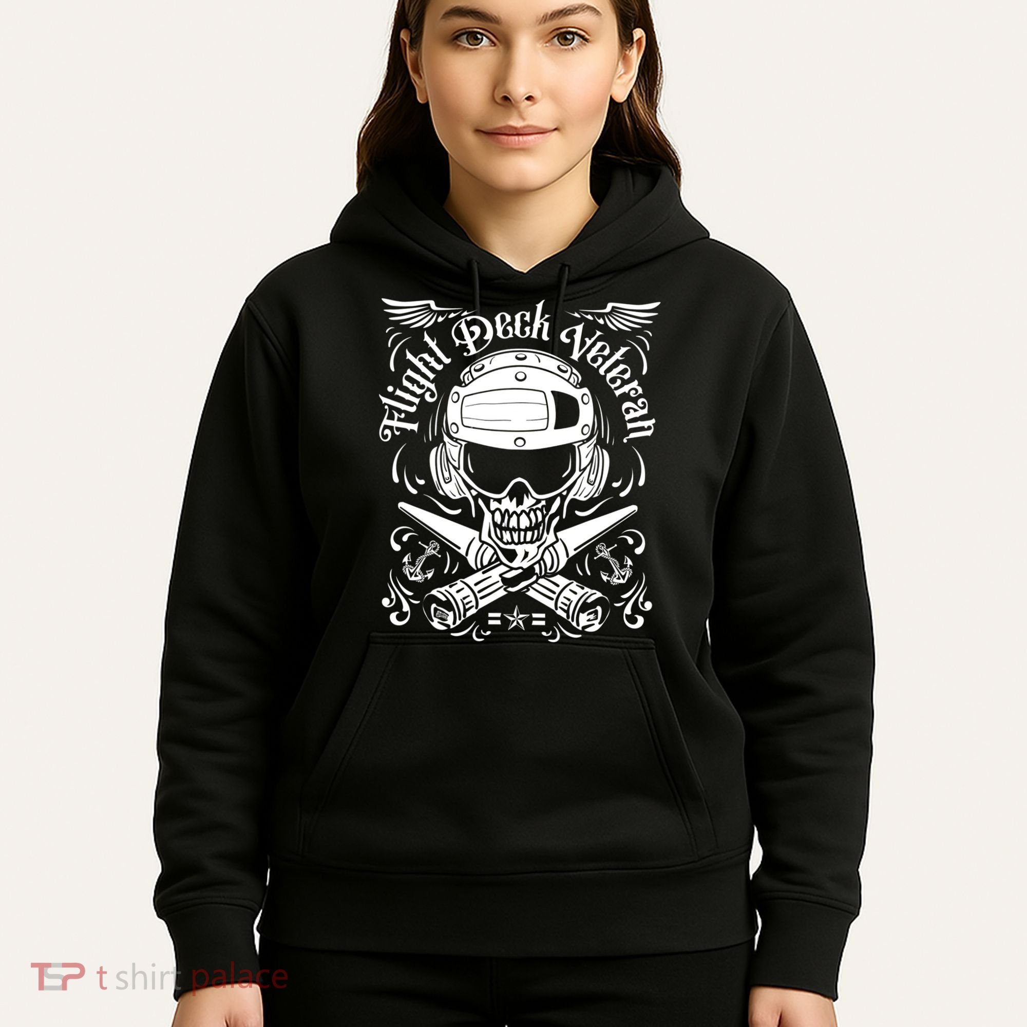 Naval Aviation Flight Deck Veteran Skull Hoodie
