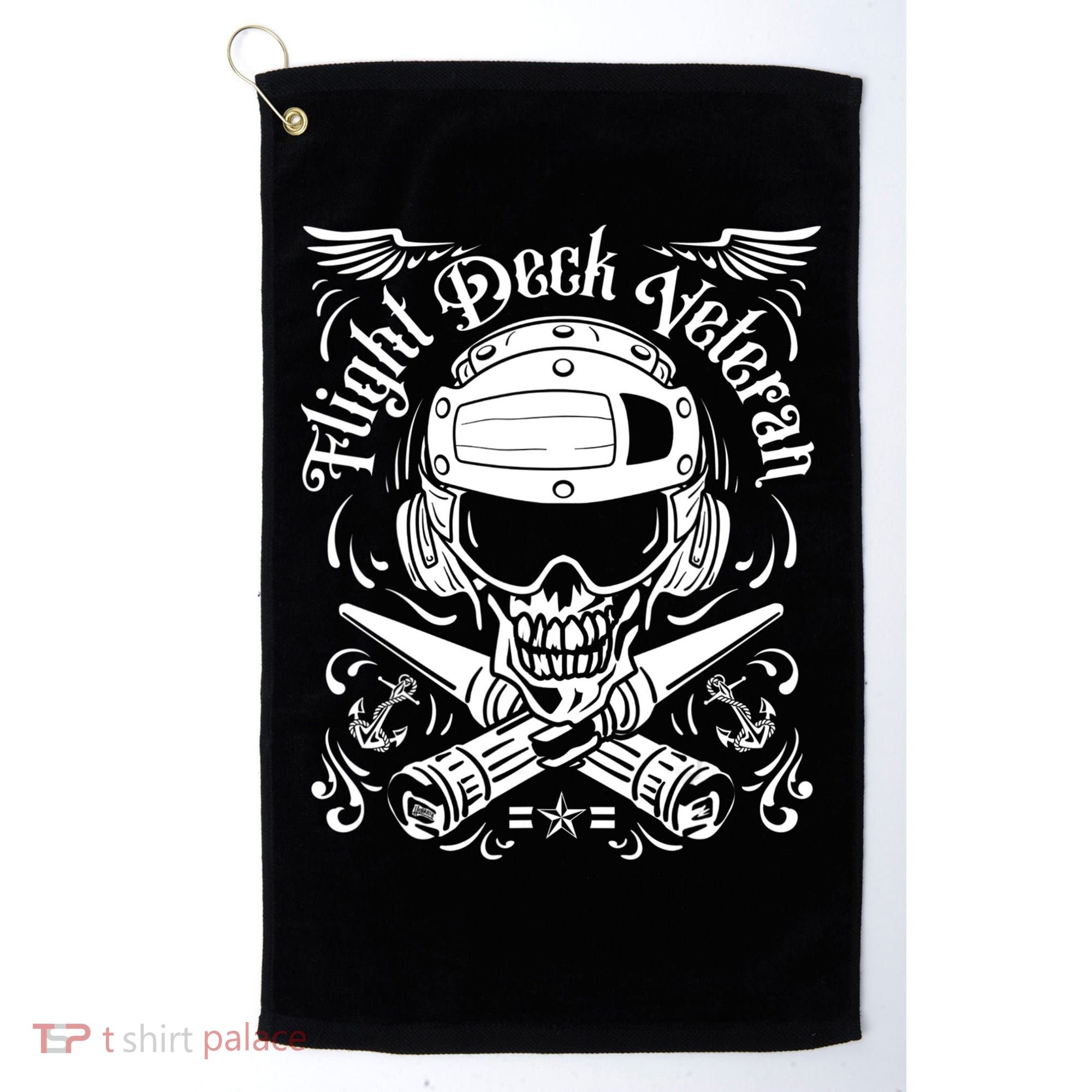 Naval Aviation Flight Deck Veteran Skull Golf Towel