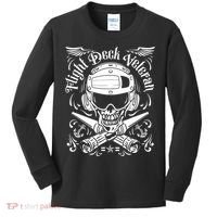 Naval Aviation Flight Deck Veteran Skull Kids Long Sleeve Shirt thumb 0