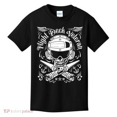 Naval Aviation Flight Deck Veteran Skull Kids T-Shirt