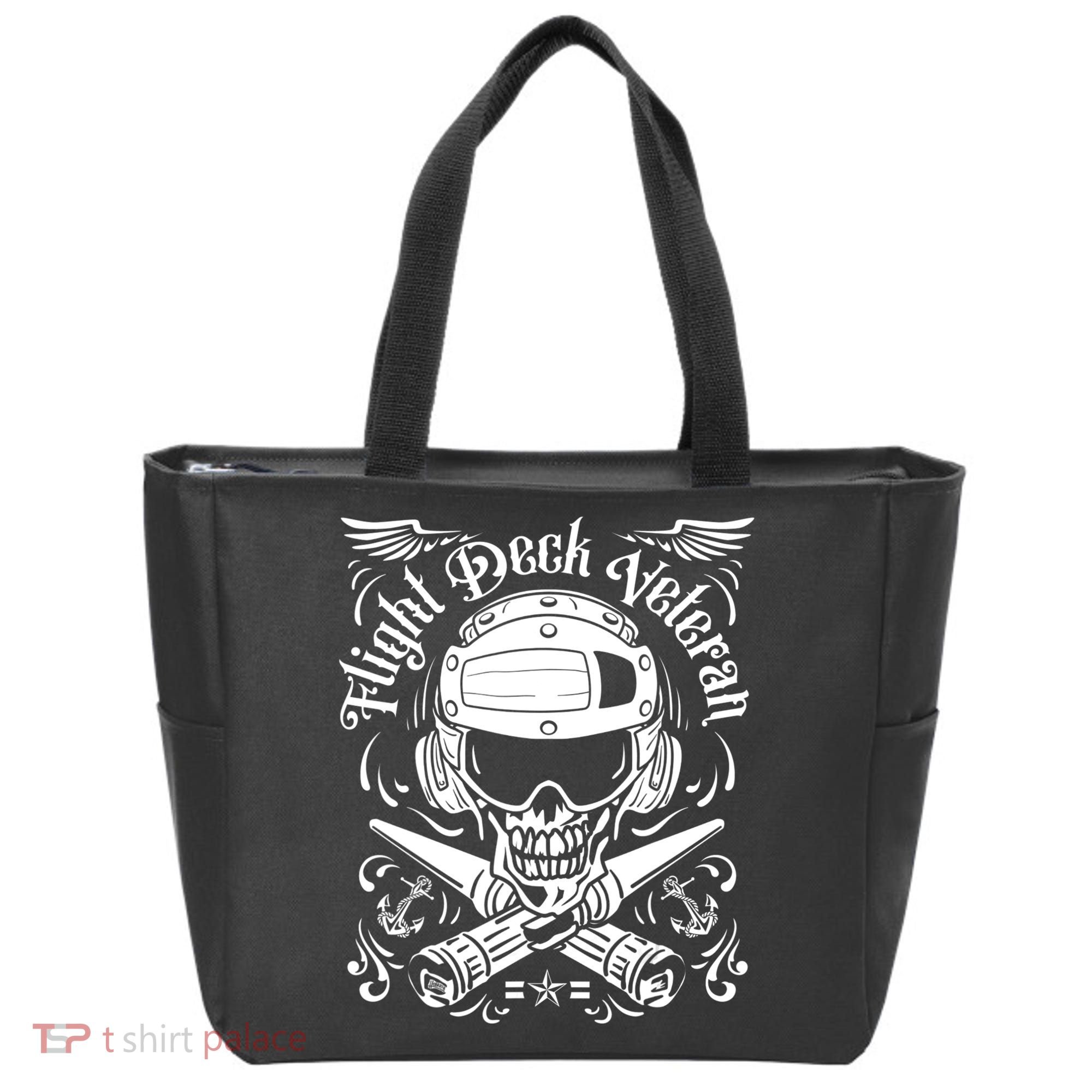 Naval Aviation Flight Deck Veteran Skull Tote Bag