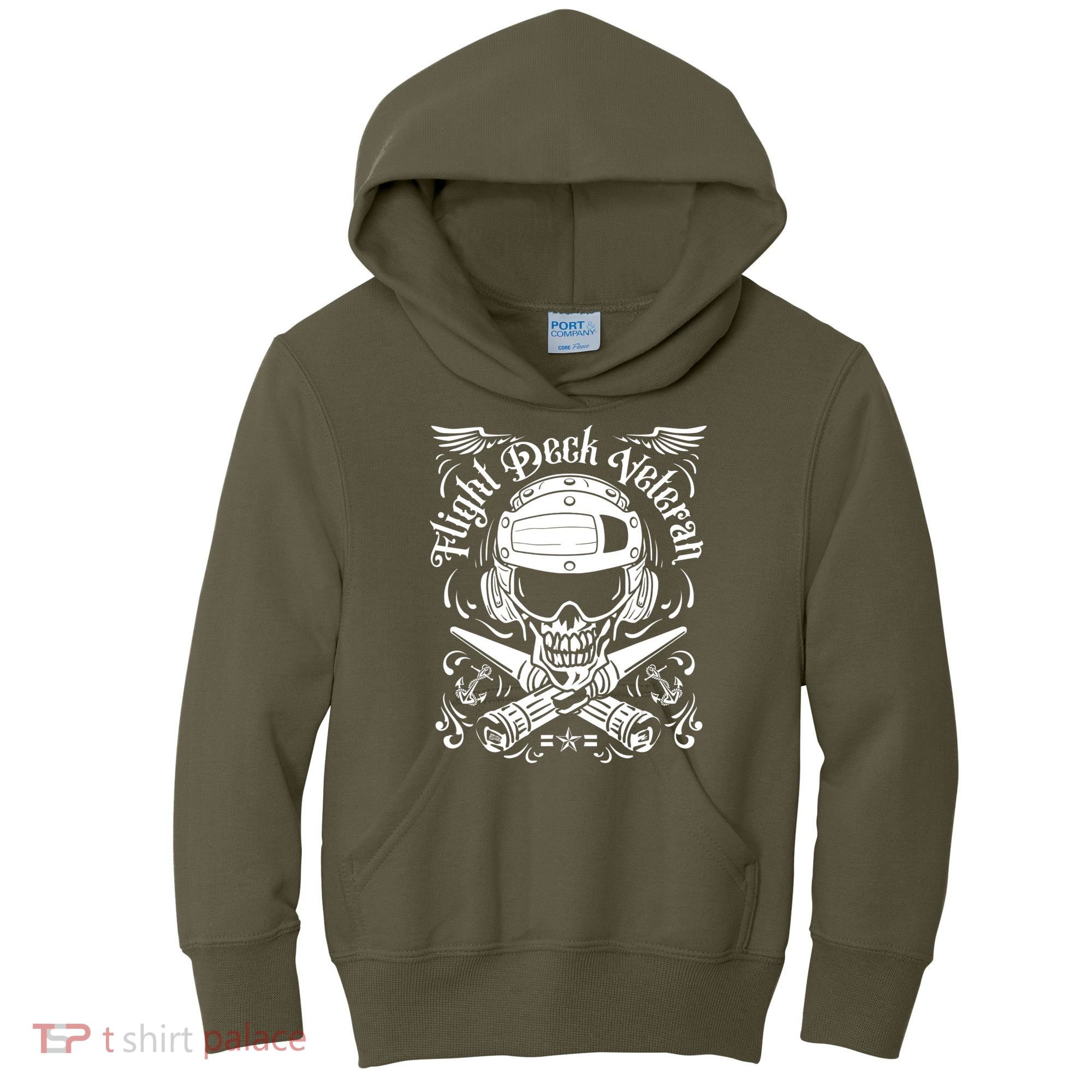 Naval Aviation Flight Deck Veteran Skull Kids Hoodie
