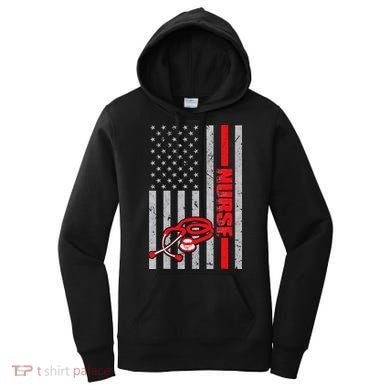 Nurse American Flag Nurses Stethoscope Nurse Day Women's Hoodie