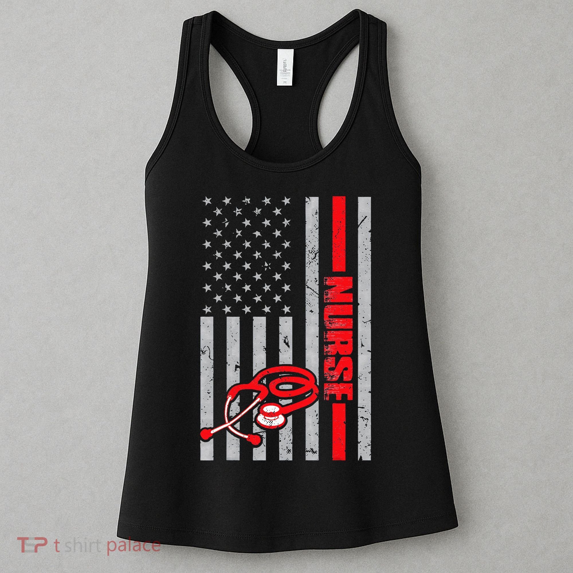 Nurse American Flag Nurses Stethoscope Nurse Day Women's Tank Top