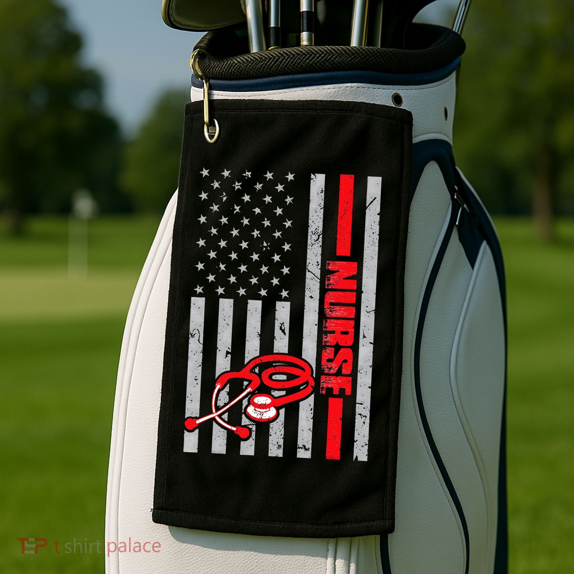 Nurse American Flag Nurses Stethoscope Nurse Day Golf Towel