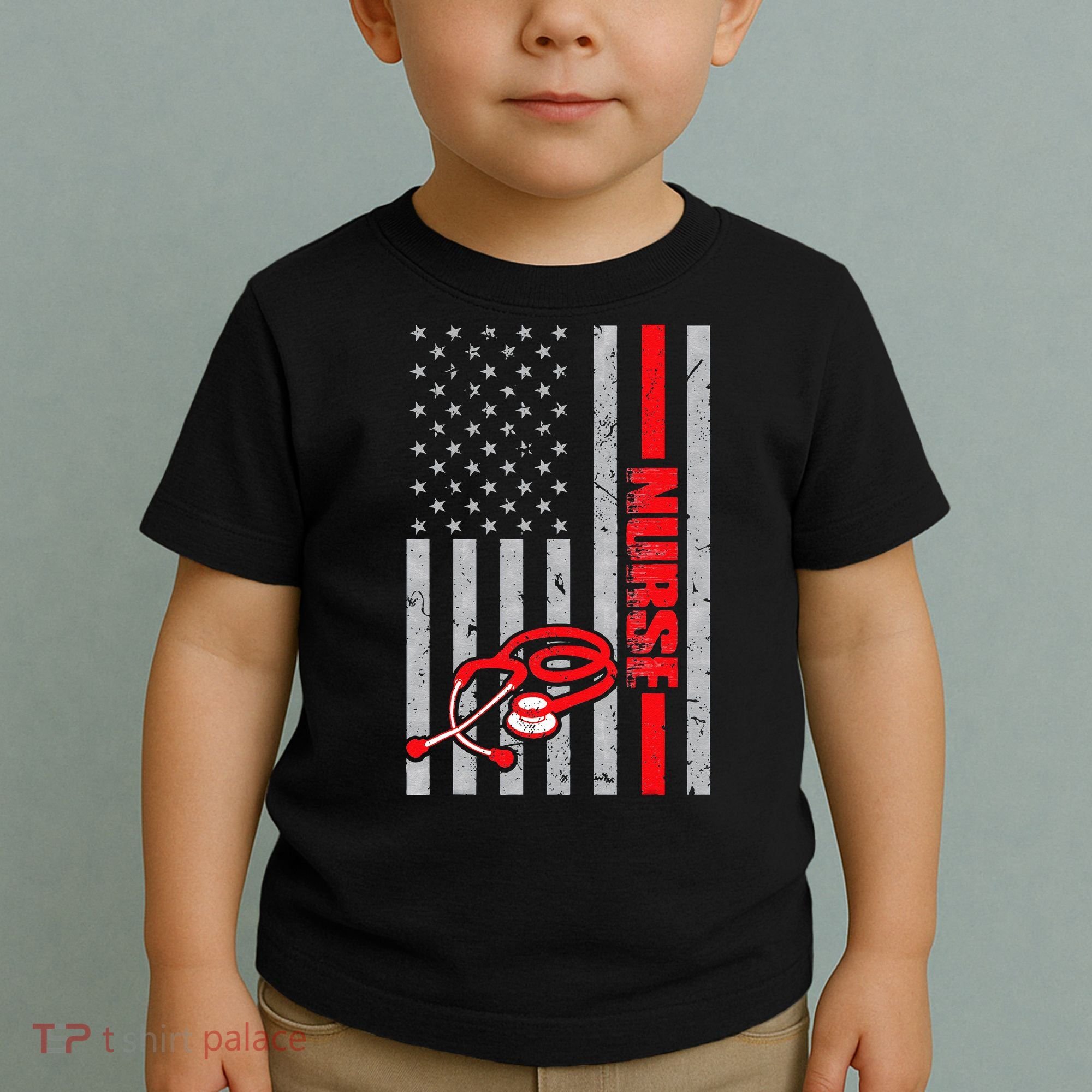 Nurse American Flag Nurses Stethoscope Nurse Day Toddler T-Shirt
