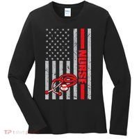 Nurse American Flag Nurses Stethoscope Nurse Day Women's Long Sleeve Shirt thumb 0
