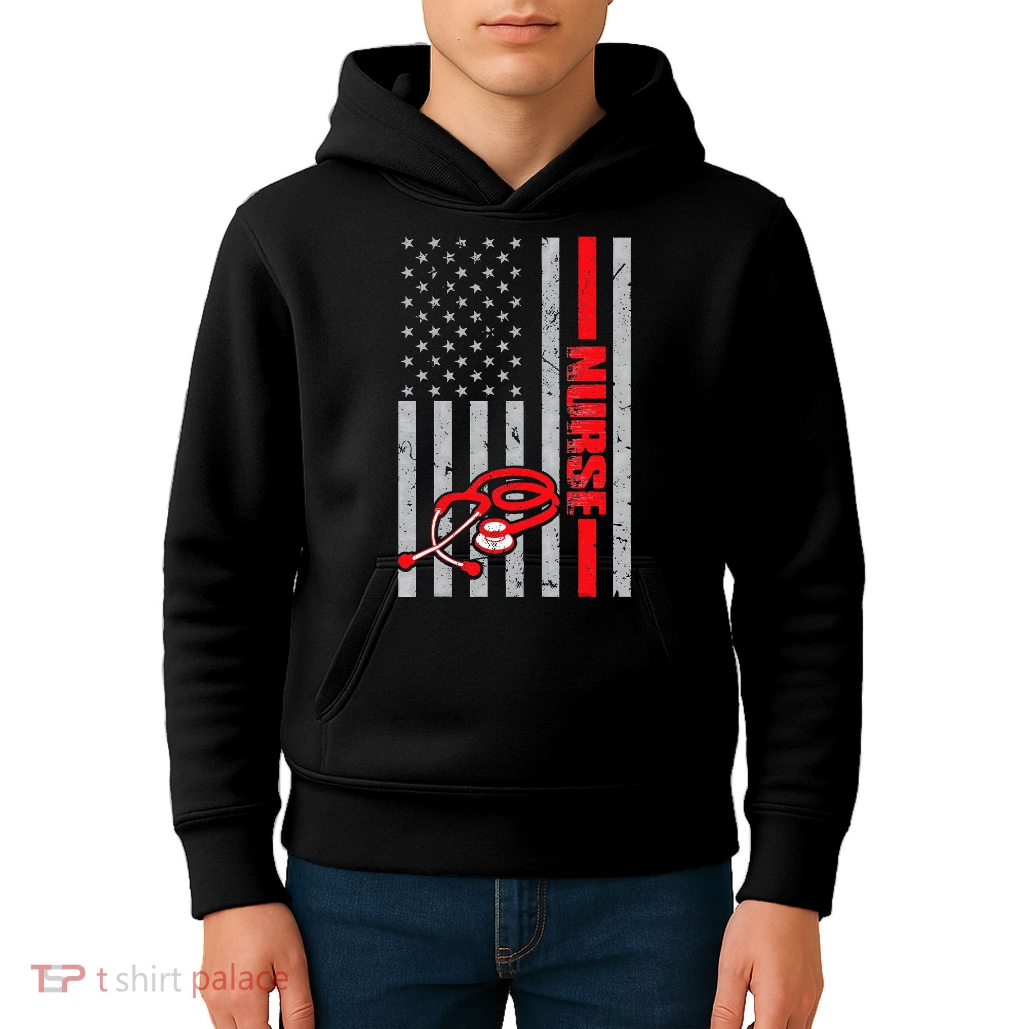 Nurse American Flag Nurses Stethoscope Nurse Day Kids Hoodie