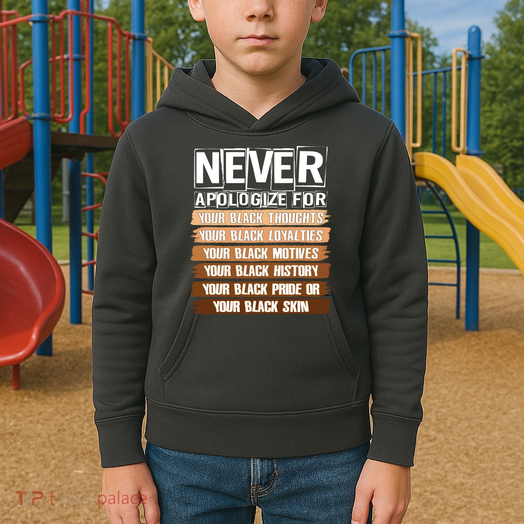 Never Apologize For Your Black History Kids Hoodie