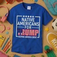 Native Americans For Trump Conservative Kids T-Shirt thumb 3