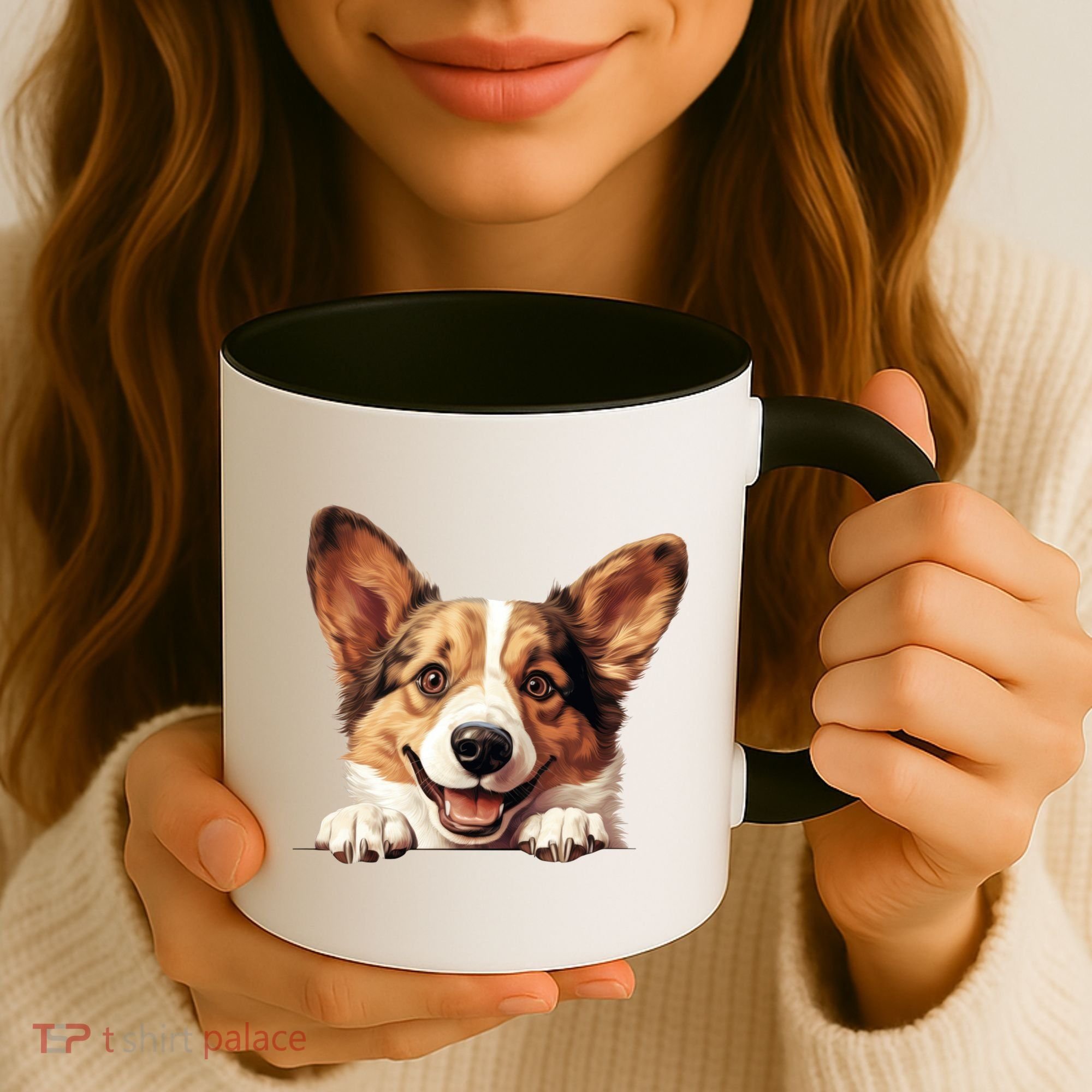 Nice And Funny Peeking Dog Cardigan Welsh Corgi Cute Gift Coffee Mug