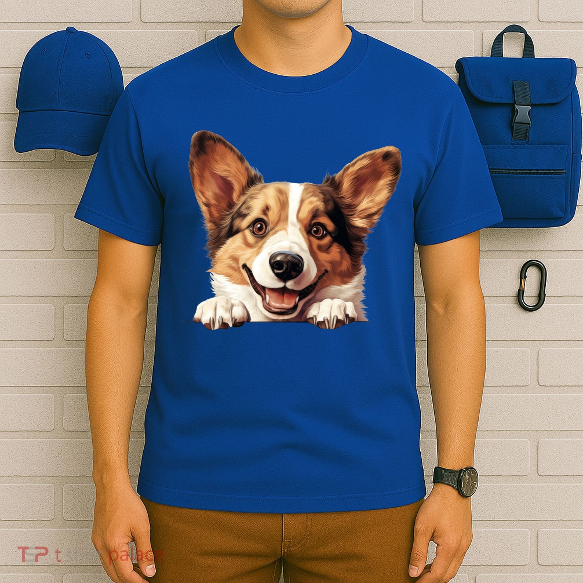 Nice And Funny Peeking Dog Cardigan Welsh Corgi Cute Gift T-Shirt