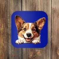 Nice And Funny Peeking Dog Cardigan Welsh Corgi Cute Gift Coaster thumb 0