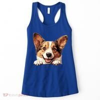 Nice And Funny Peeking Dog Cardigan Welsh Corgi Cute Gift Women's Tank Top thumb 0