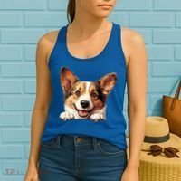 Nice And Funny Peeking Dog Cardigan Welsh Corgi Cute Gift Women's Tank Top thumb 2