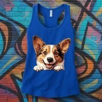 Nice And Funny Peeking Dog Cardigan Welsh Corgi Cute Gift Women's Tank Top thumb 3