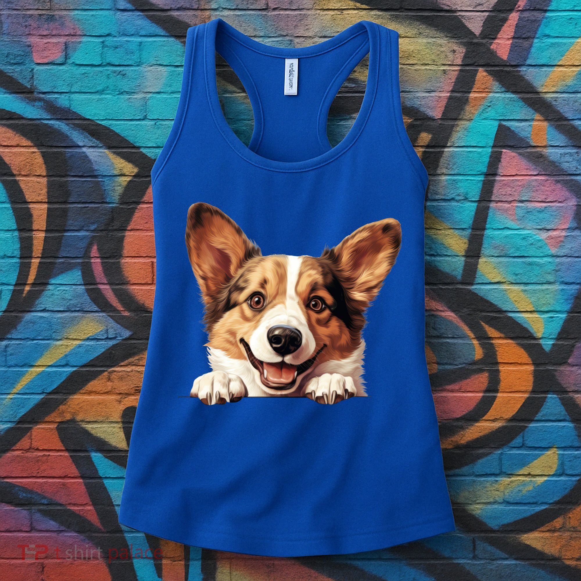 Nice And Funny Peeking Dog Cardigan Welsh Corgi Cute Gift Women's Tank Top