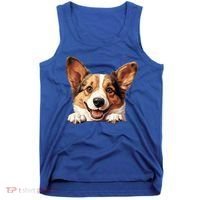 Nice And Funny Peeking Dog Cardigan Welsh Corgi Cute Gift Tank Top thumb 0