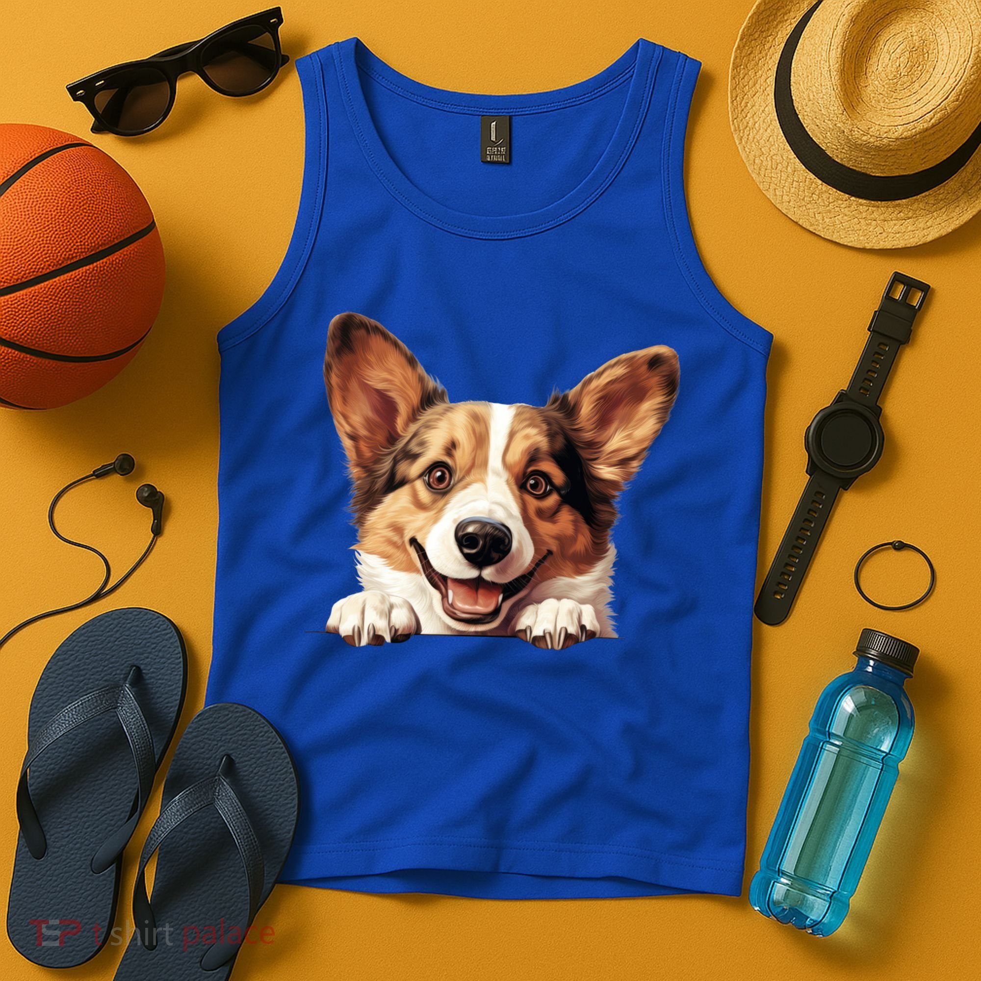 Nice And Funny Peeking Dog Cardigan Welsh Corgi Cute Gift Tank Top