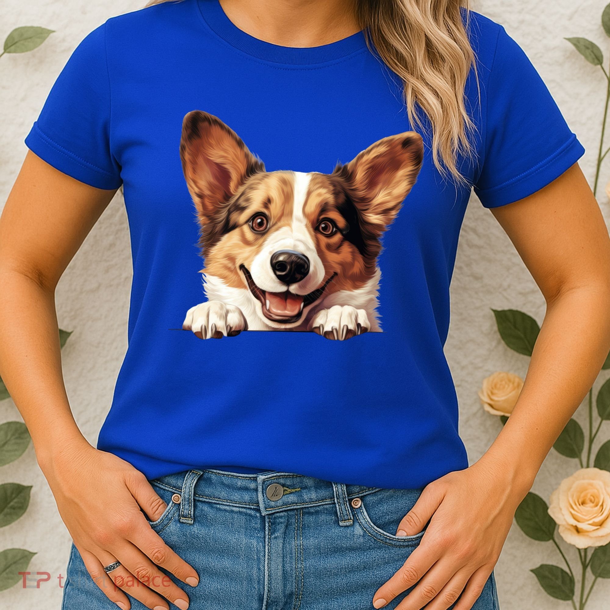Nice And Funny Peeking Dog Cardigan Welsh Corgi Cute Gift Women's T-Shirt