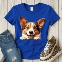 Nice And Funny Peeking Dog Cardigan Welsh Corgi Cute Gift Women's T-Shirt thumb 3