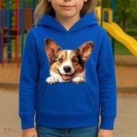 Nice And Funny Peeking Dog Cardigan Welsh Corgi Cute Gift Kids Hoodie thumb 3