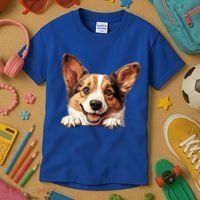 Nice And Funny Peeking Dog Cardigan Welsh Corgi Cute Gift Kids T-Shirt thumb 3