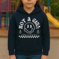 Not A Girl Non Binary  Gender Is A Construct Kids Hoodie thumb 3