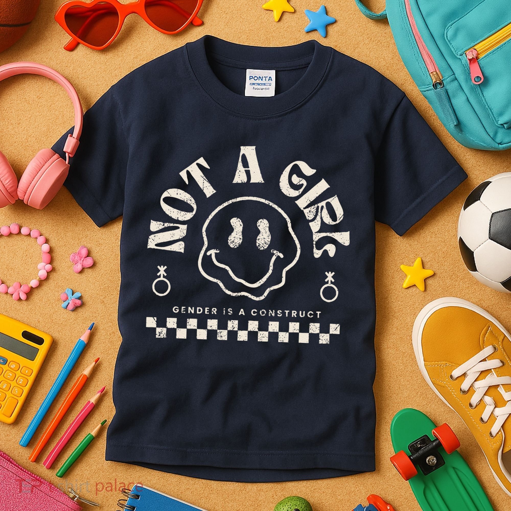 Not A Girl Non Binary  Gender Is A Construct Kids T-Shirt