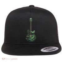 Nature Acoustic Guitar Forest Landscape Flat Bill Trucker Hat thumb 0