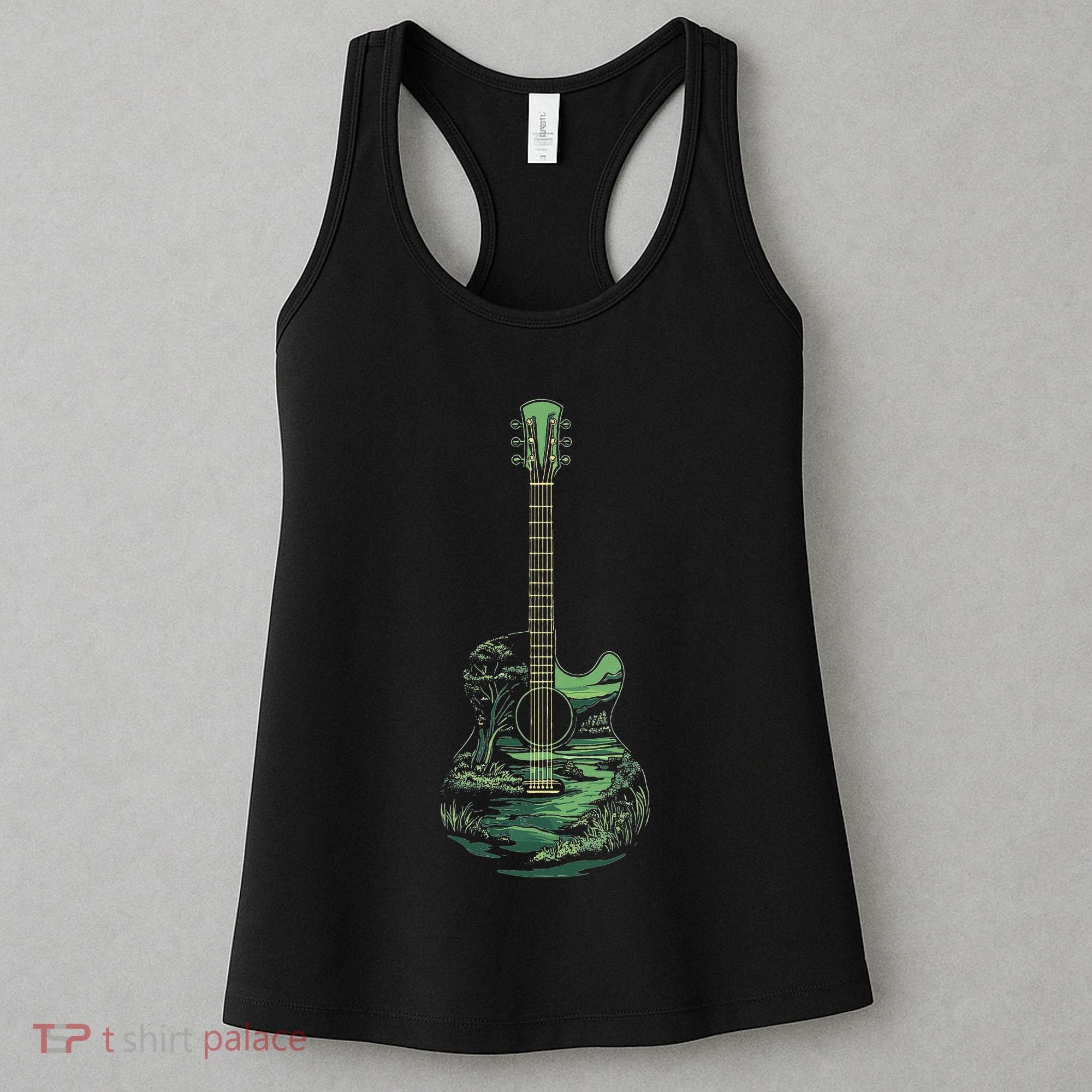 Nature Acoustic Guitar Forest Landscape Women's Tank Top