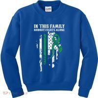 Nobody Alonefunny Gift Traumatic Brain Injury Awareness Ribbon Gift Kids Sweatshirt thumb 0