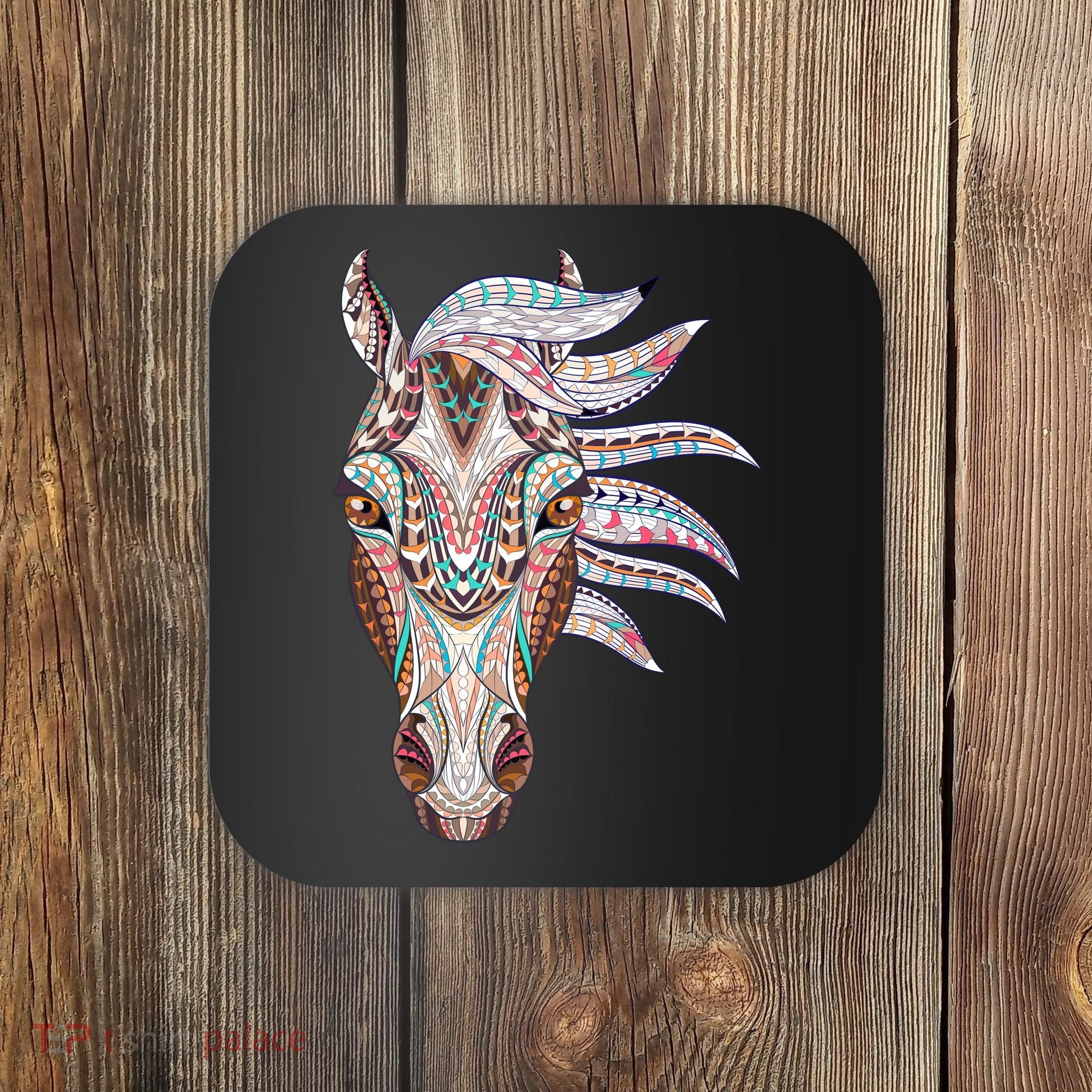 Native American Geometric Horse Coaster