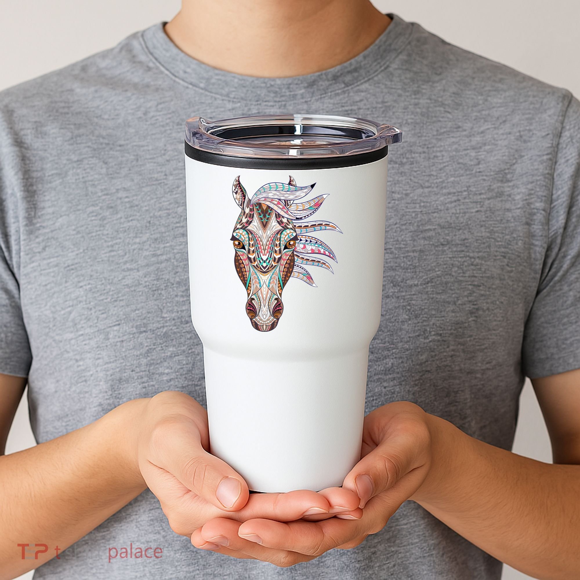Native American Geometric Horse Tumbler