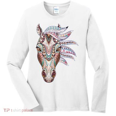 Native American Geometric Horse Women's Long Sleeve Shirt