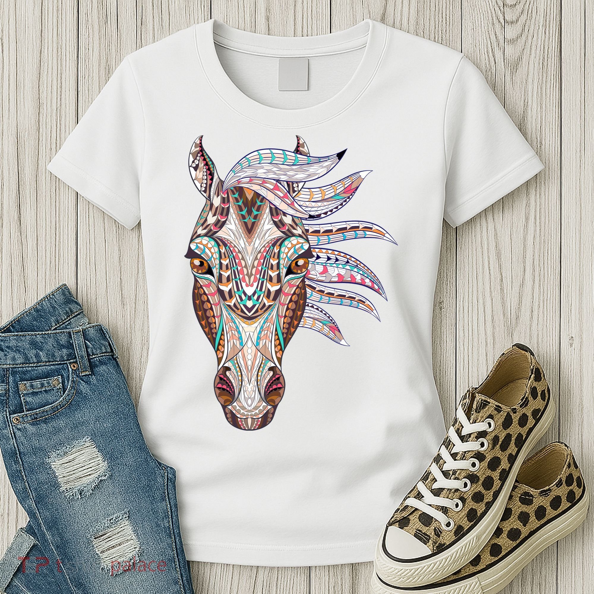 Native American Geometric Horse Women's T-Shirt